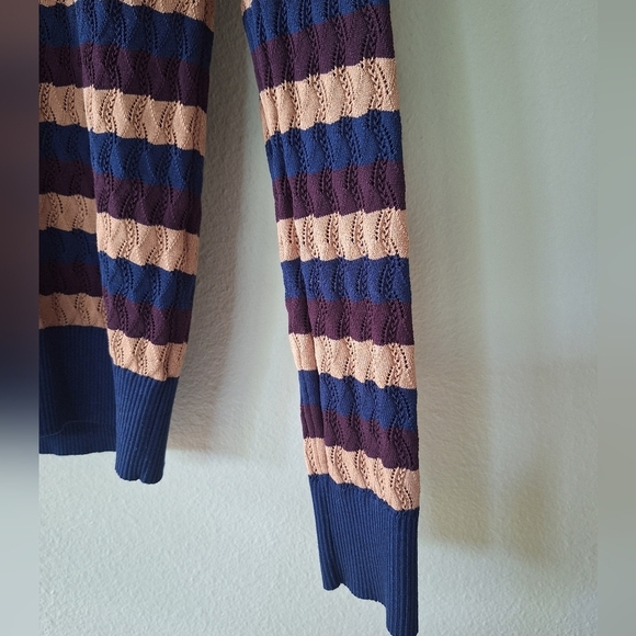 Jason Wu Womens Textured Lightweight Striped Sweater Crew Neck Stretch Size S - Picture 3 of 7